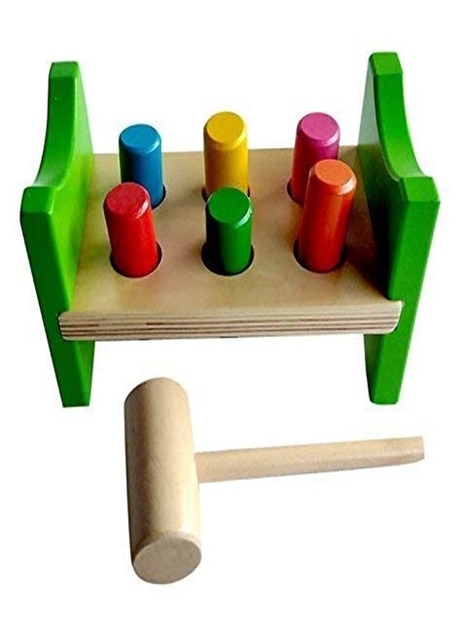 SHORO Classic Wooden Pounding Bench Toy for Toddlers, Pound & Tap Wood Hammer & Colored Pegs | Developmental & Sensory Toy for Boys & Girls - Image 4